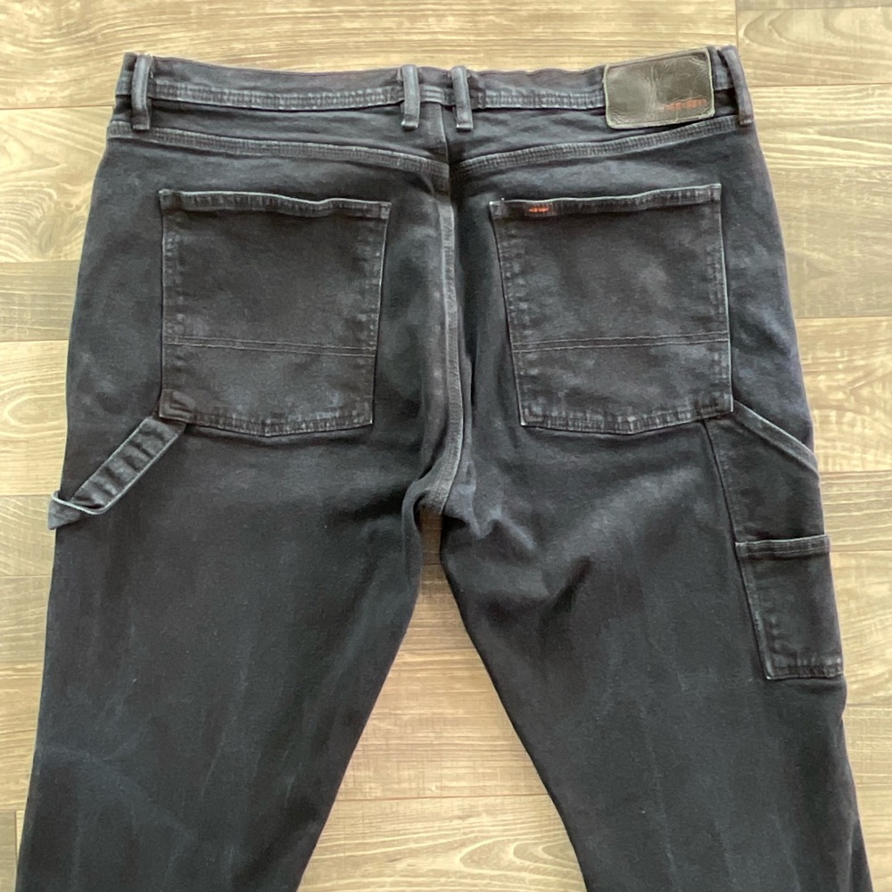 38x30 Iron Made Utility Pocket Carpenter Jeans Men’s Black Denim Stretch 311425